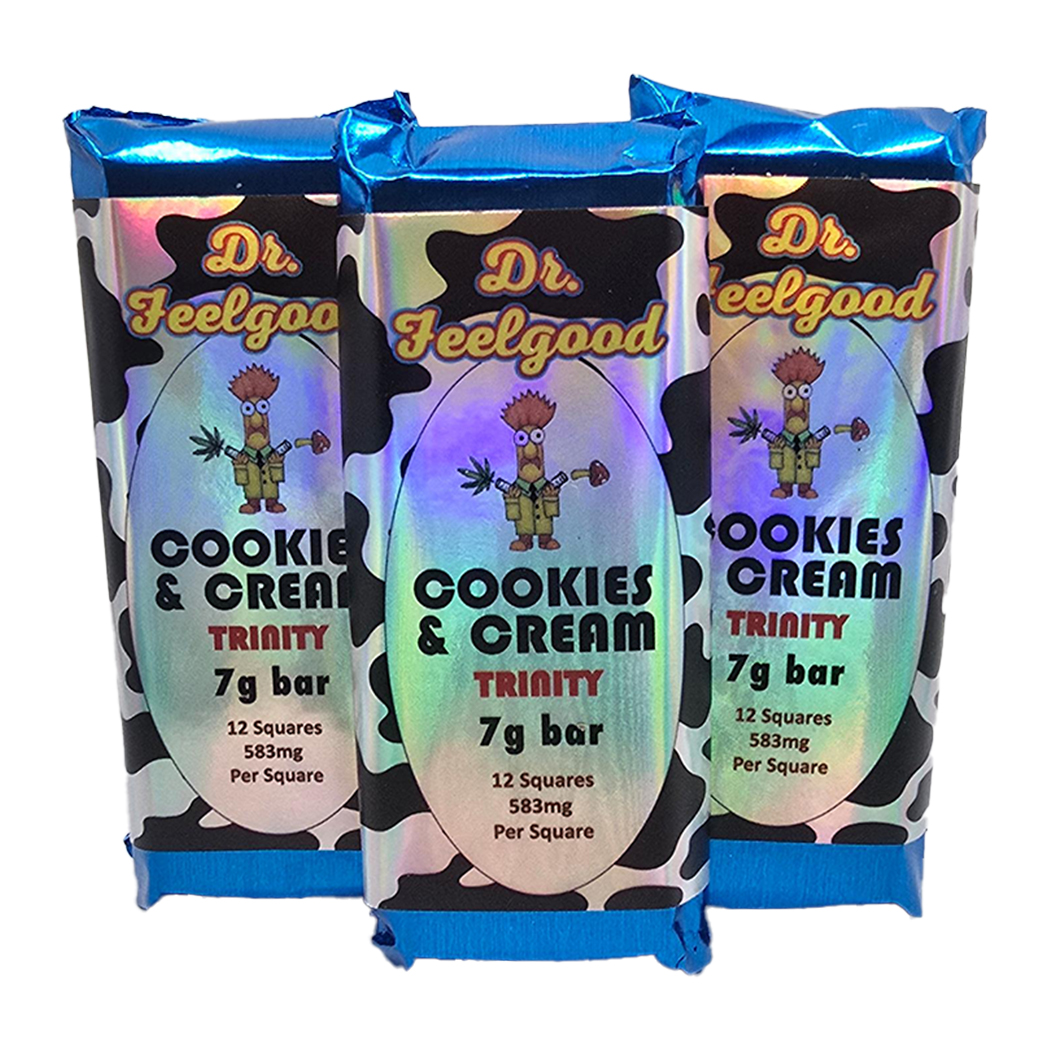 Dr. FeelGood Cookies and Cream Milchschokolade Psilocybin Trinity Bar